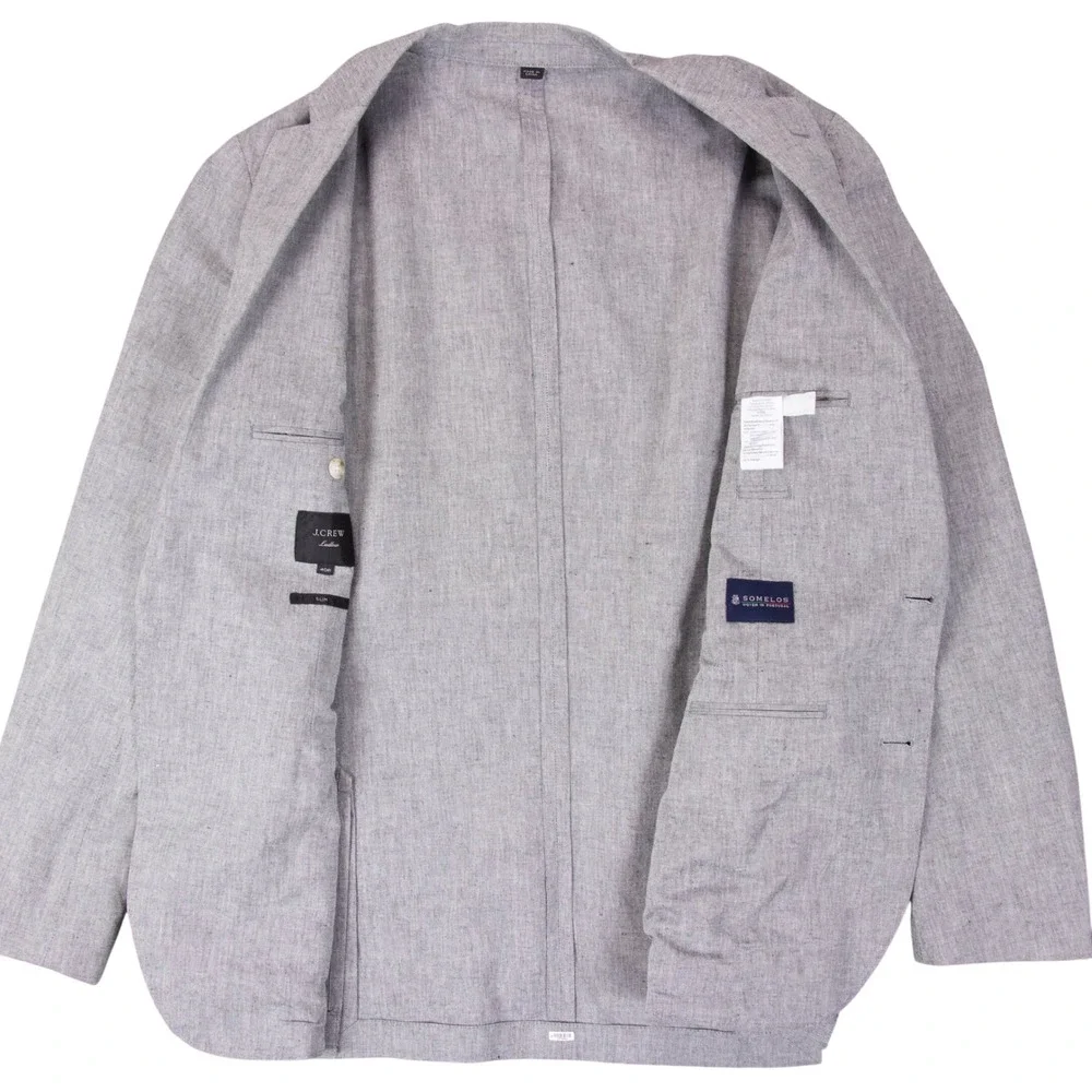 J Crew Ludlow Men 40R Slim Gray Linen Blnd Unstructured Blazer Sport Coat Jacket